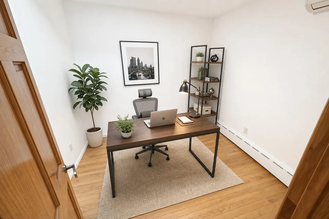 A home office virtually staged by Stylst