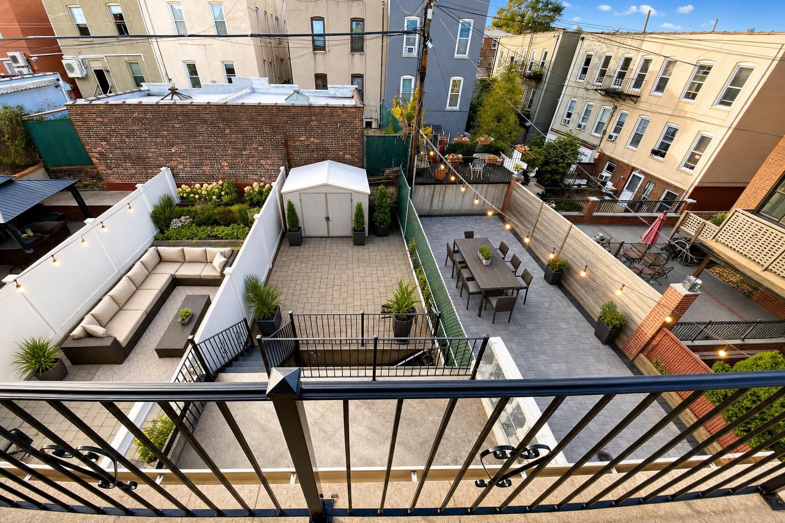 A terrace photographed in good light and staged